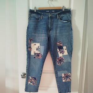 Old Navy Women's Blue Jeans with Floral Patchwork